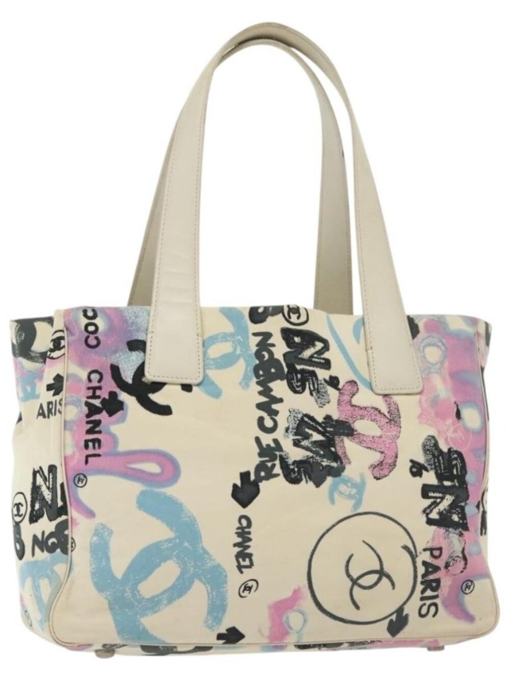 CHANEL New Travel Line Bag Canvas Hawaii Limited White Silver CC Auth 140490